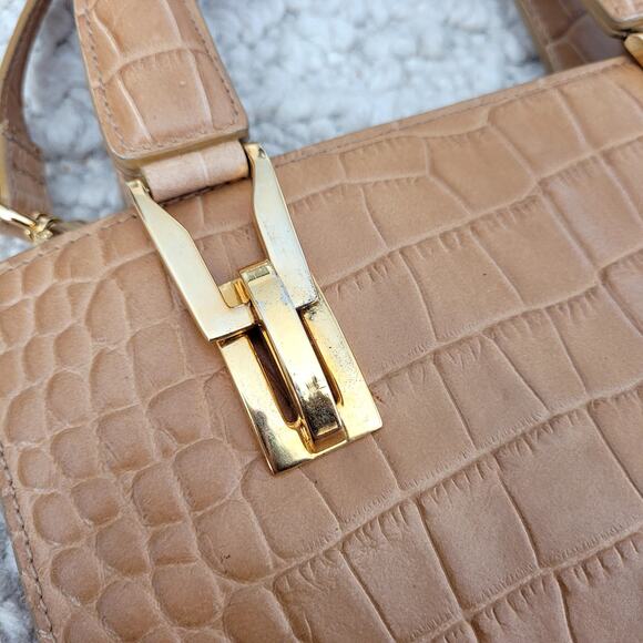 Vintage Croc Embossed Leather Beige purse - Picture 3 of 11